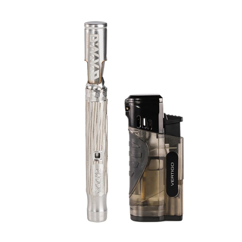 dynavap m plus silver front view with lighter