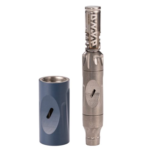 dynavap vong vaporizer titanium with blue sleeves