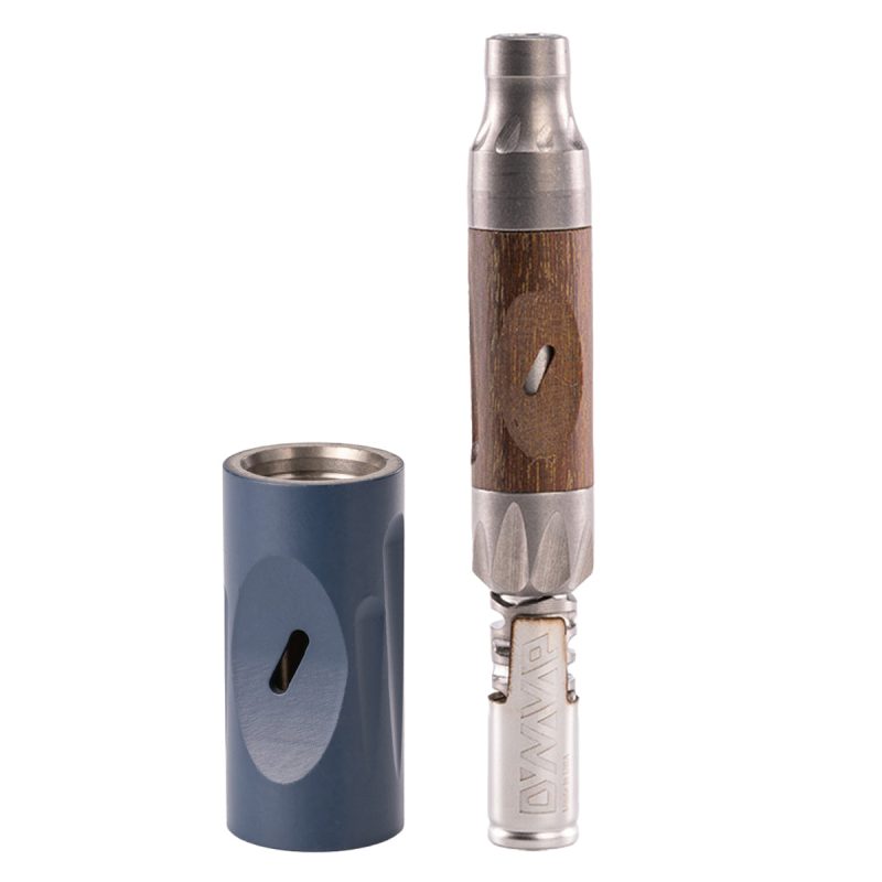 dynavap vong vaporizer wood with blue sleeves