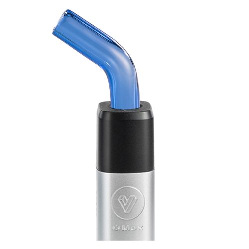 potv xmax v3 pro silver with bent glass mouthpiece blue